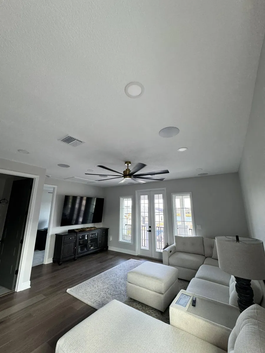 Sonos in-ceiling speaker installation in Melbourne FL living room